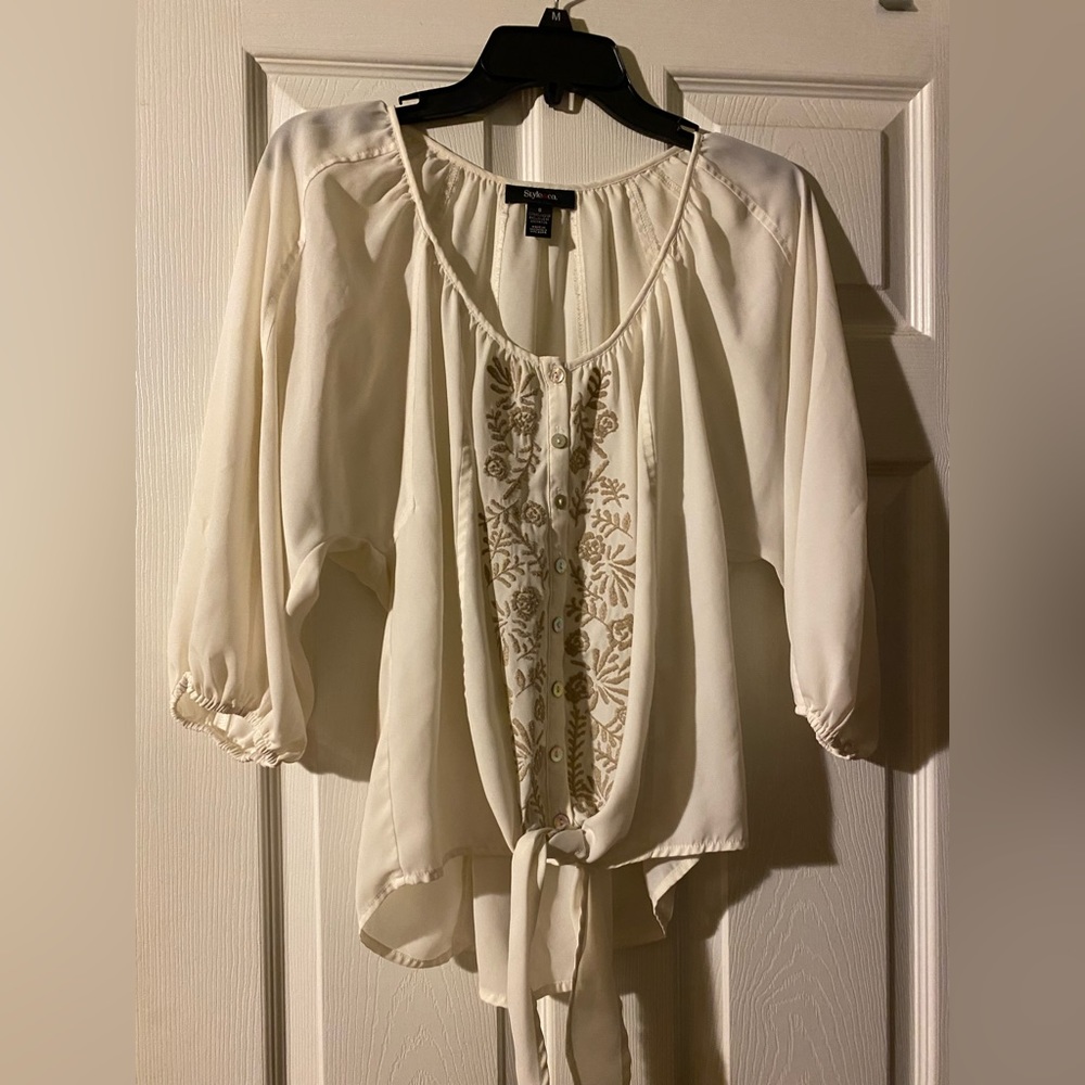 Women’s Style&co. Cream Blouse Sz Small